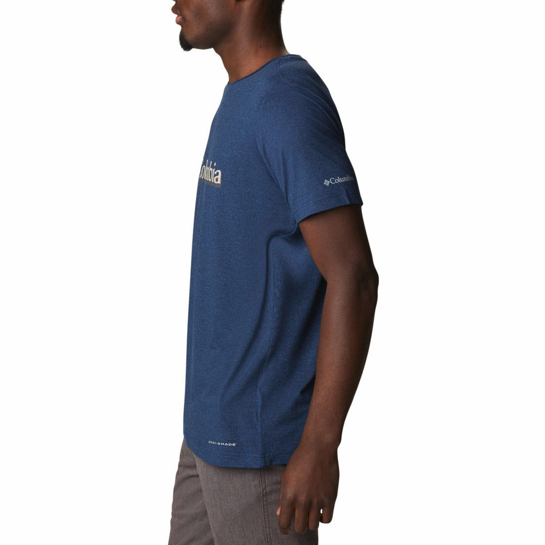Columbia Men Blue Tech Trail Graphic Tee (Sun Protection)