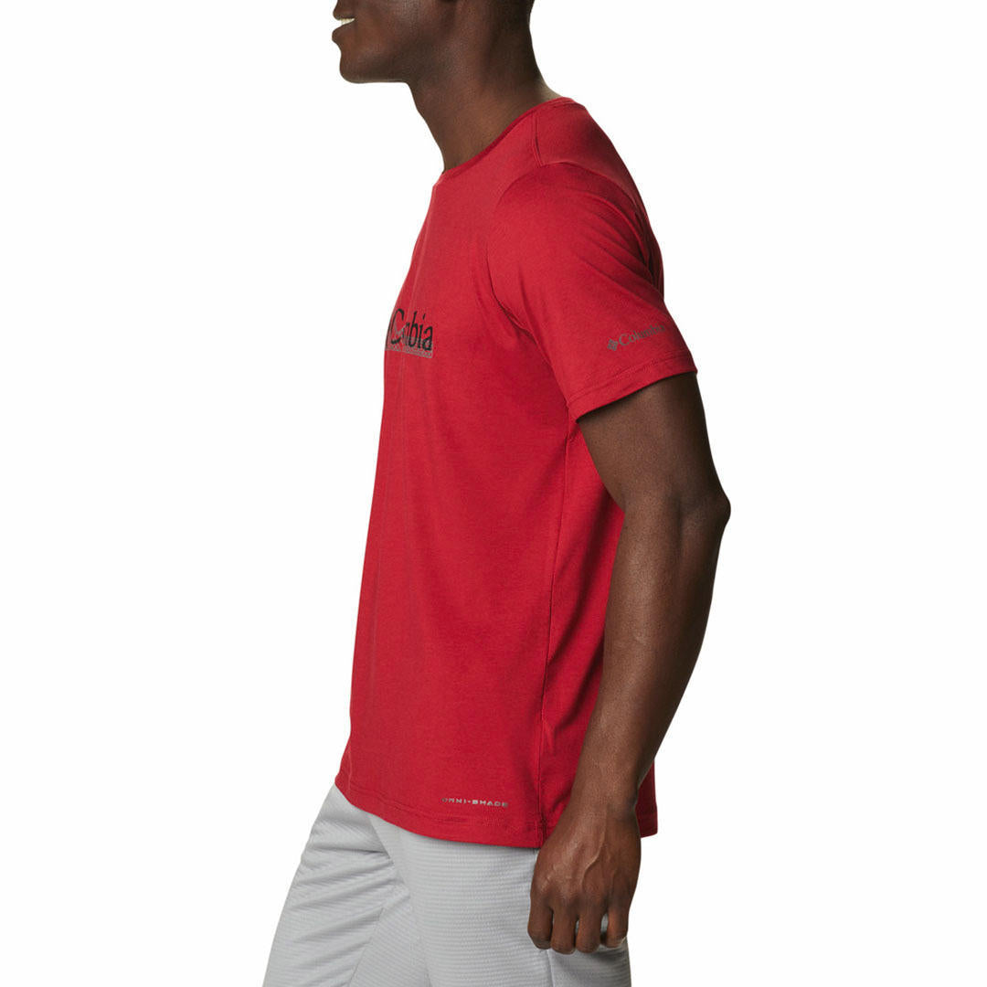 Columbia Men Red Tech Trail Graphic Tee (Sun Protection)