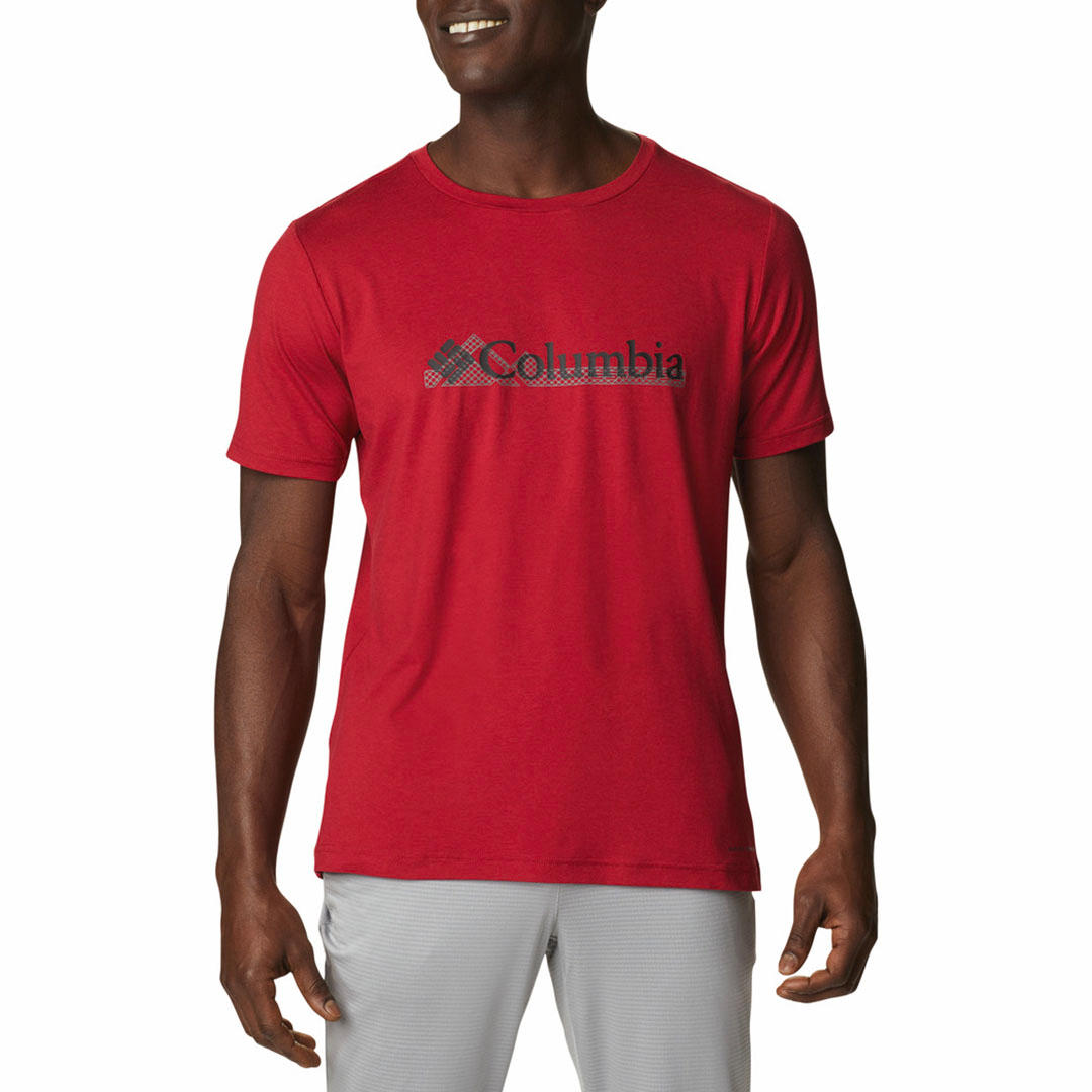 Columbia Men Red Tech Trail Graphic Tee (Sun Protection)