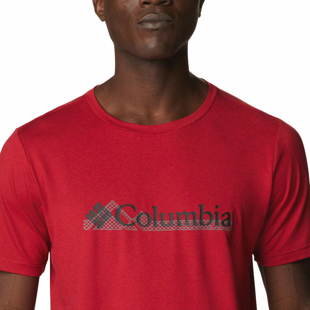 Columbia Men Red Tech Trail Graphic Tee (Sun Protection)