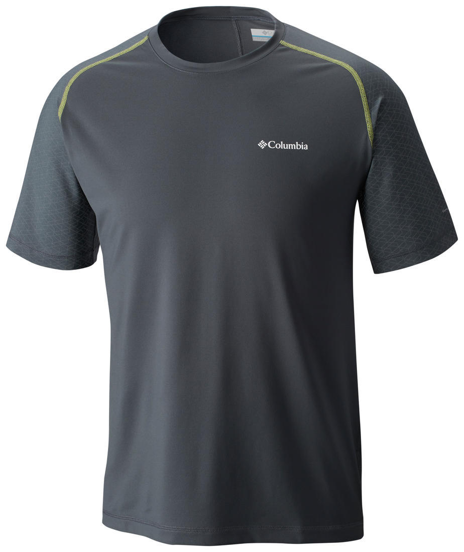 Columbia Men Grey Trail Flash Short Sleeve Shirt (Sun Protection)