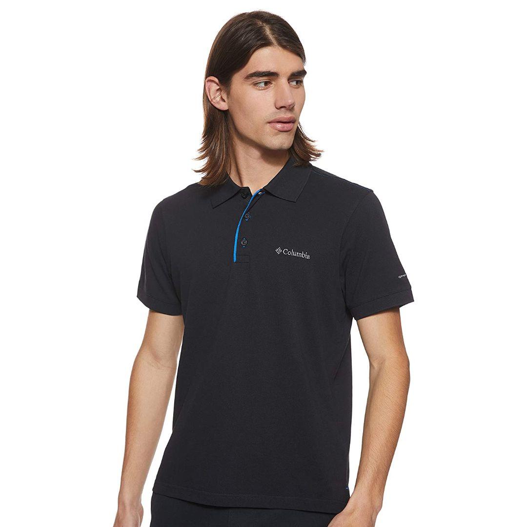 Columbia Men’s Black Cascade Range Solid Polo with Sun Protection and Breathability