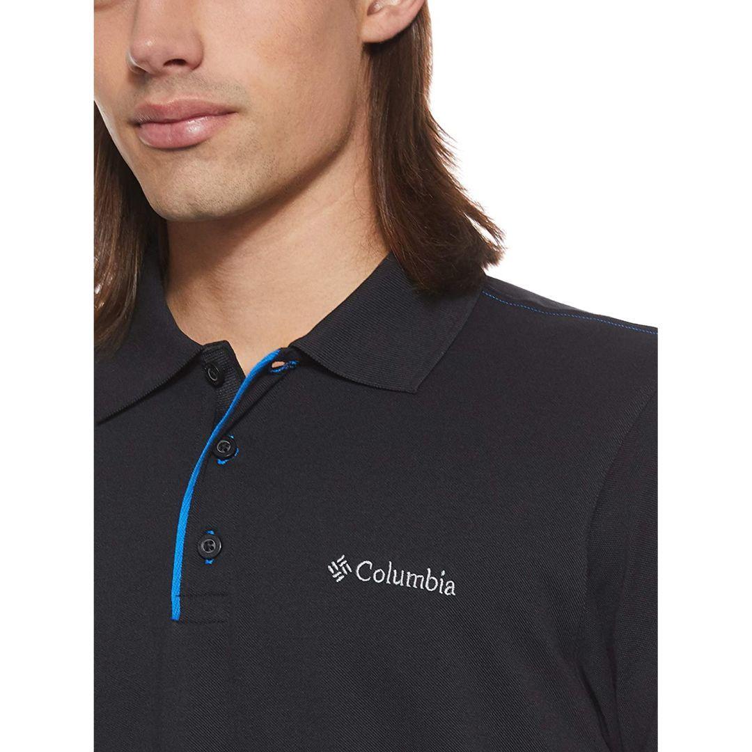 Columbia Men’s Black Cascade Range Solid Polo with Sun Protection and Breathability