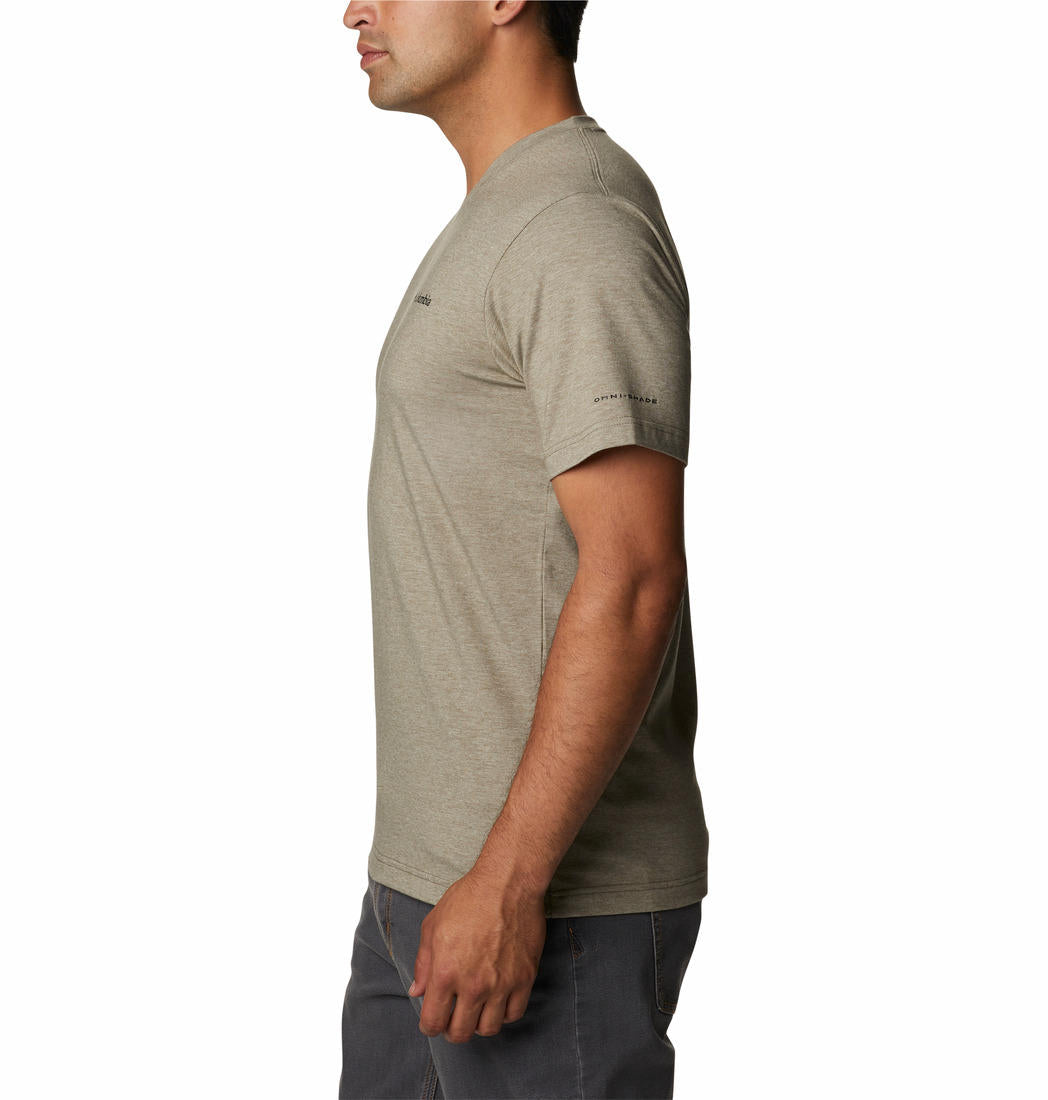 Columbia Men Green Sun Trek V-Neck Short Sleeve T-Shirt
