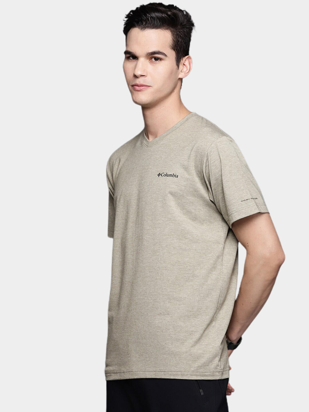 Columbia Men Green Sun Trek V-Neck Short Sleeve T-Shirt