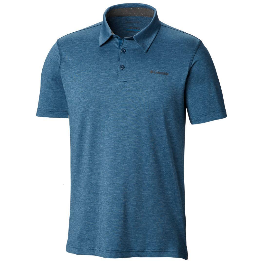Columbia Men Blue Tech Trail Polo (Sun Protection)