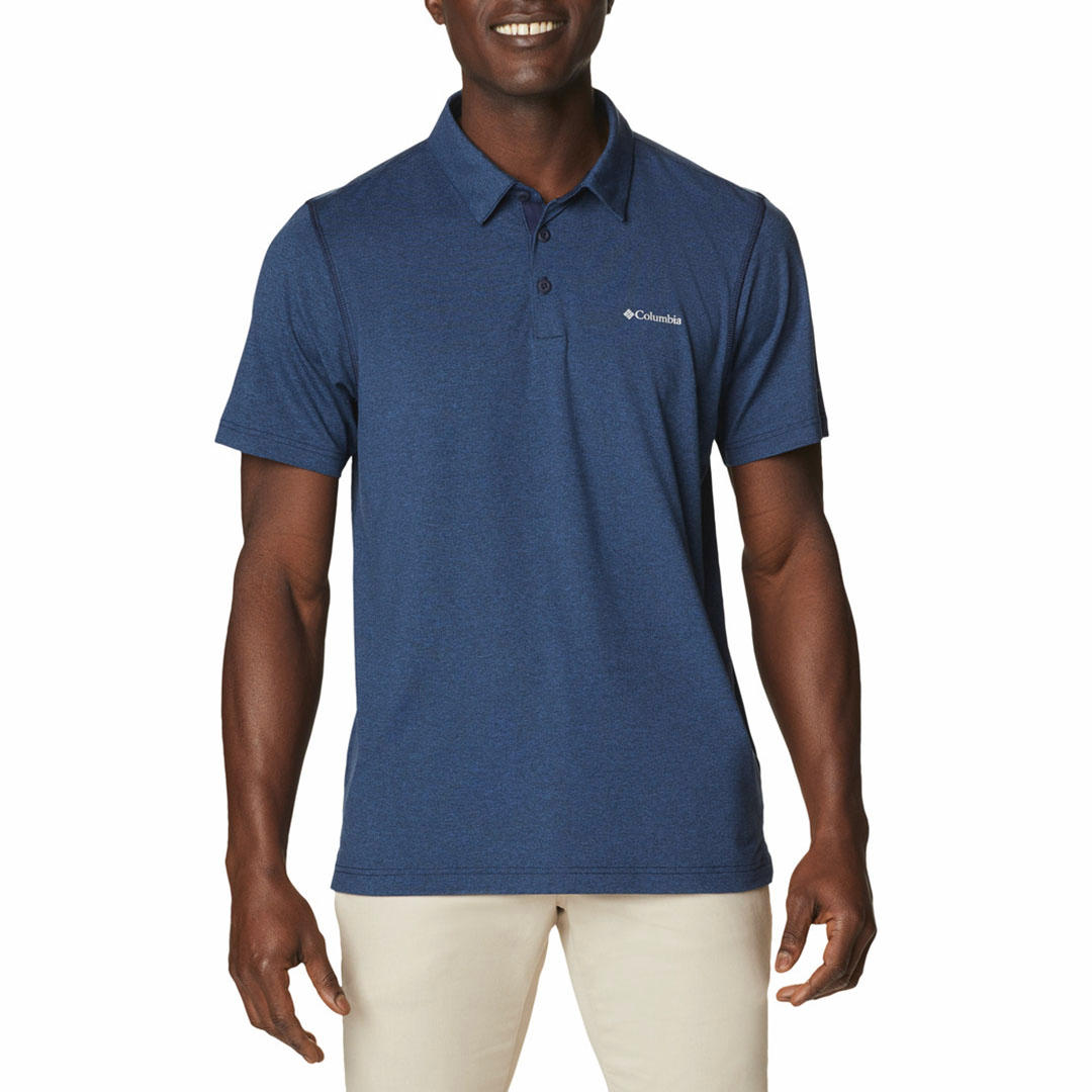 Columbia Men Blue Tech Trail Polo (Sun Protection)