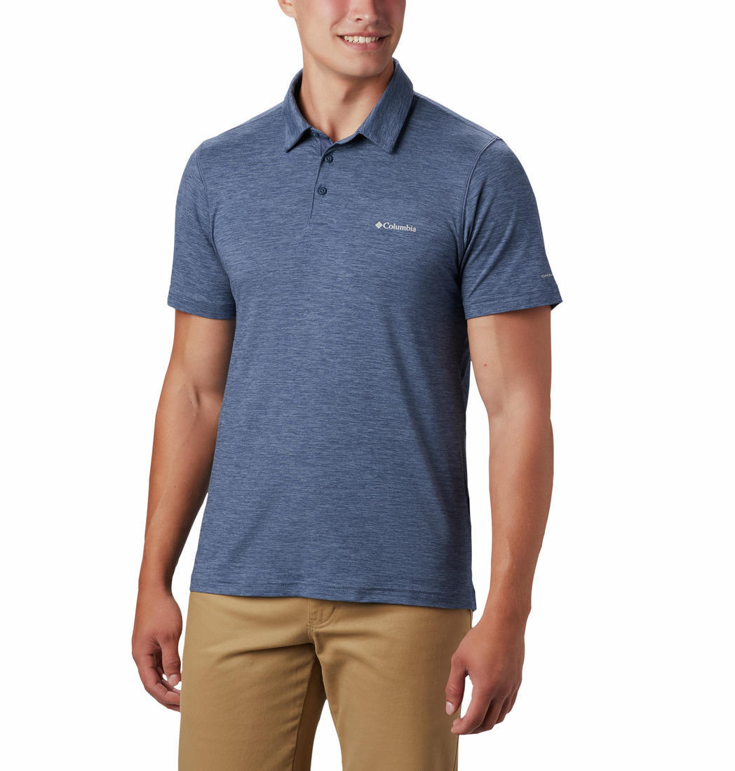 Columbia Men Blue Tech Trail Polo (Sun Protection)