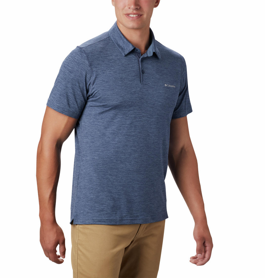 Columbia Men Blue Tech Trail Polo (Sun Protection)