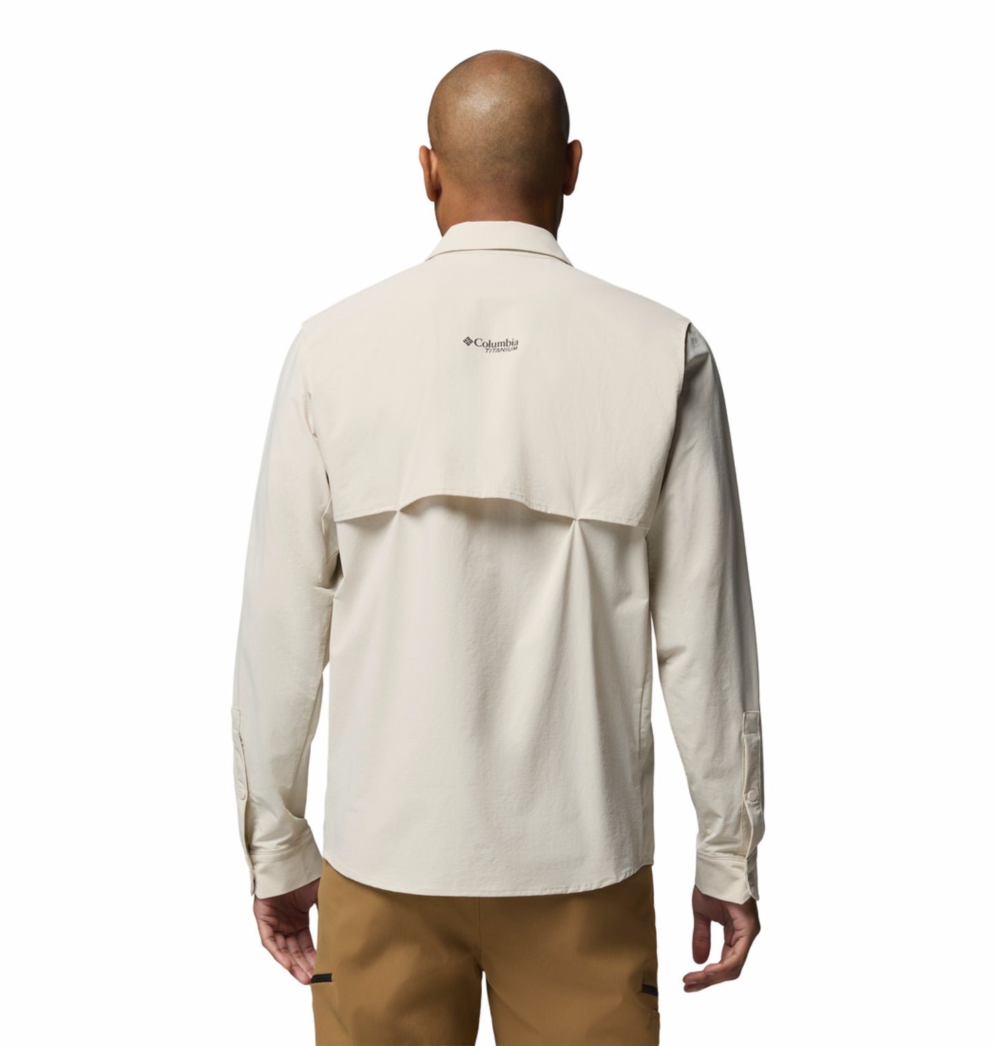 Columbia Men Beige Omni-Shade Silver Ridge Elite Long Sleeve Shirt (Plus Size)
