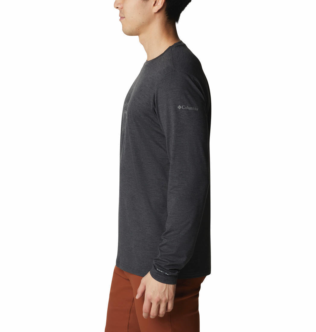 Columbia Men Black Tech Trail Graphic Long Sleeve (Sun Protection)
