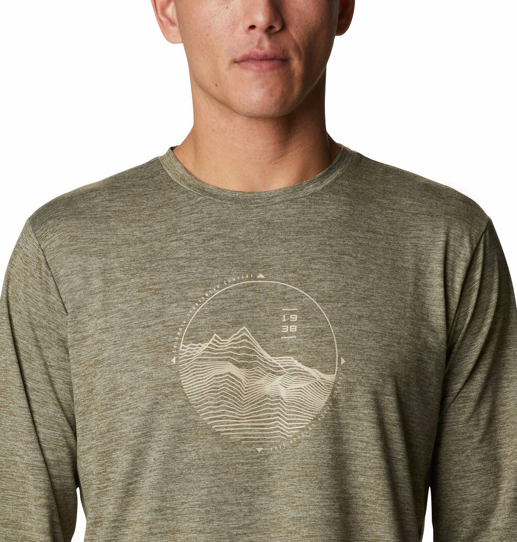 Columbia Men Green Tech Trail Graphic Long Sleeve (Sun Protection)