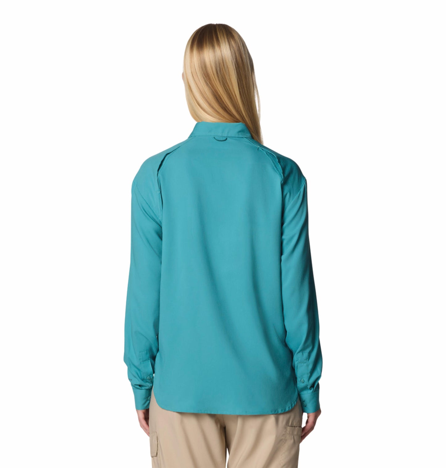 Columbia Womens Teal Omni-Shade Broad Spectrum Silver Ridge Utility Long Sleeve Shirt
