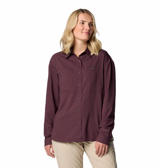 Columbia Womens Red Silver Ridge Utility Long Sleeve Shirt