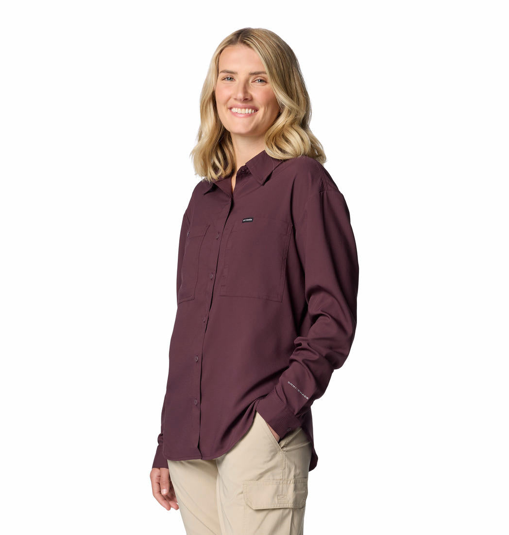 Columbia Womens Red Silver Ridge Utility Long Sleeve Shirt
