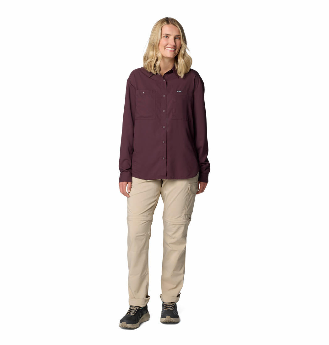 Columbia Womens Red Silver Ridge Utility Long Sleeve Shirt