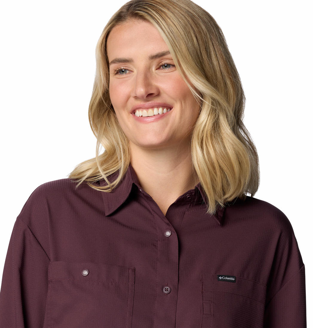 Columbia Womens Red Silver Ridge Utility Long Sleeve Shirt