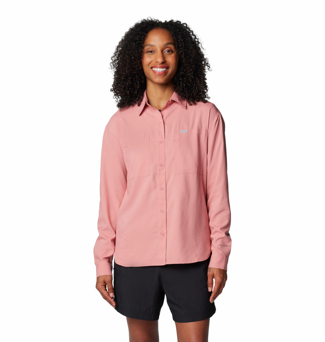 Columbia Womens Red Silver Ridge Utility Long Sleeve Shirt