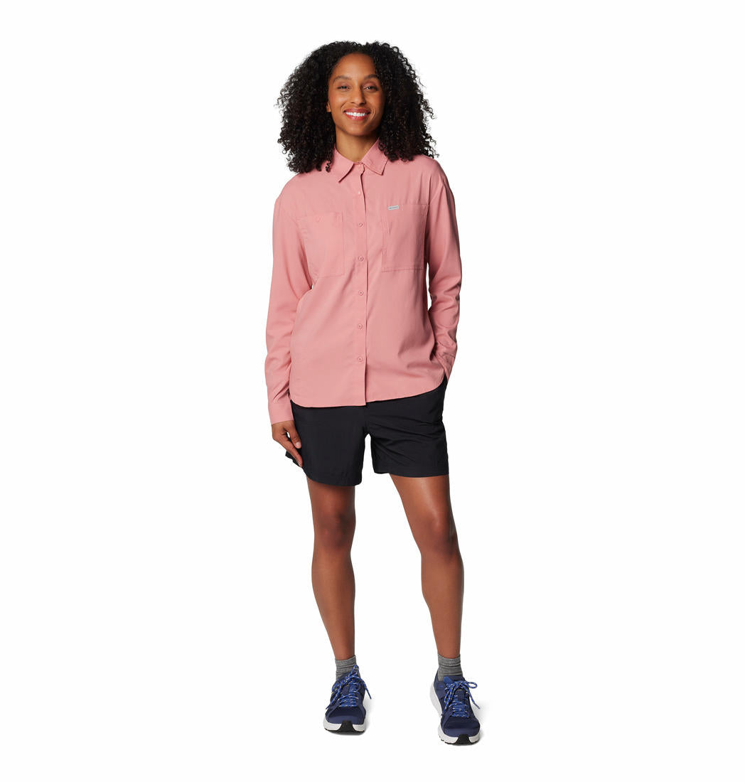Columbia Womens Red Silver Ridge Utility Long Sleeve Shirt