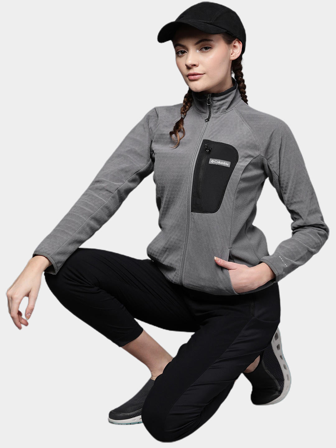 Columbia Women Grey W Outdoor Tracks Full Zip Fleece Jacket