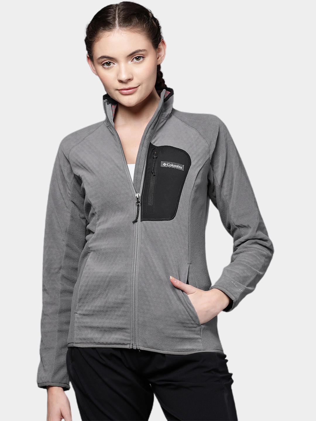 Columbia Women Grey W Outdoor Tracks Full Zip Fleece Jacket