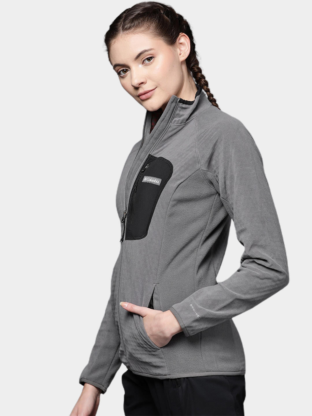 Columbia Women Grey W Outdoor Tracks Full Zip Fleece Jacket