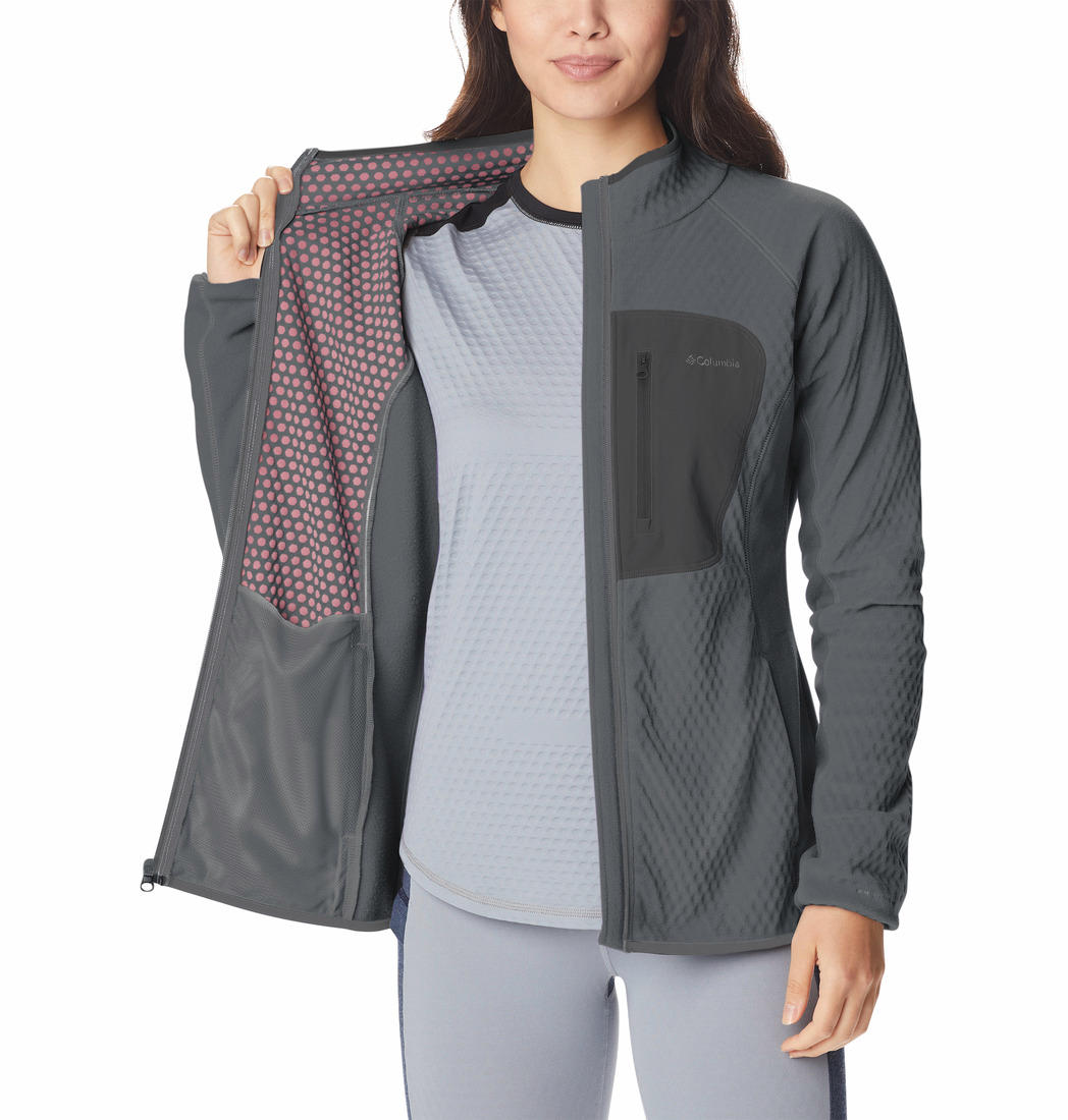 Columbia Women Grey W Outdoor Tracks Full Zip Fleece Jacket