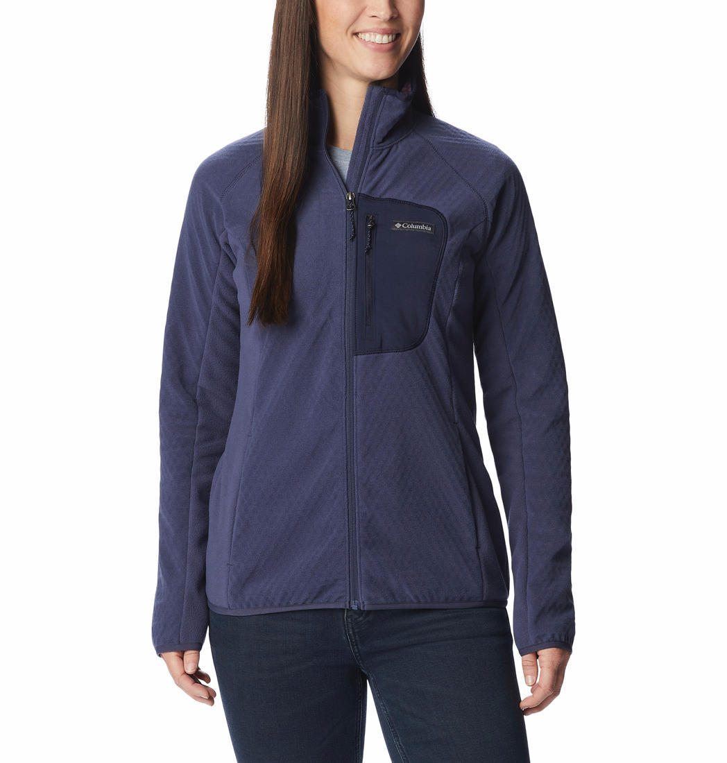 Columbia Women Navy Blue W Outdoor Tracks Full Zip Fleece Jacket