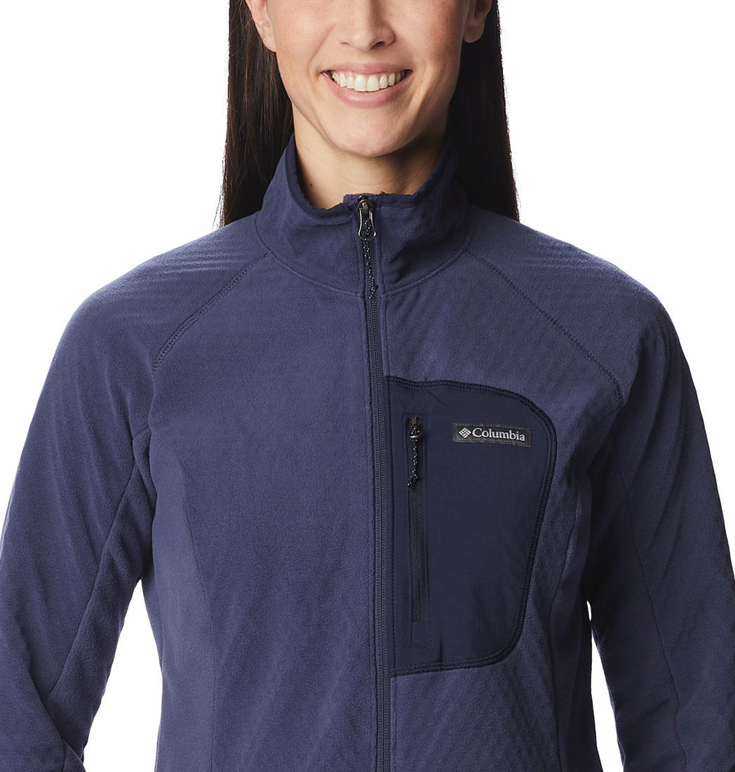 Columbia Women Navy Blue W Outdoor Tracks Full Zip Fleece Jacket