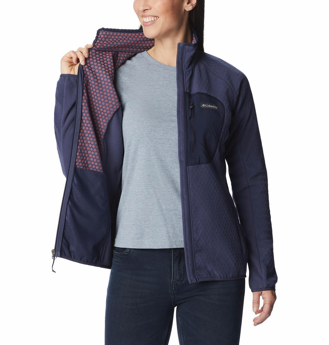 Columbia Women Navy Blue W Outdoor Tracks Full Zip Fleece Jacket
