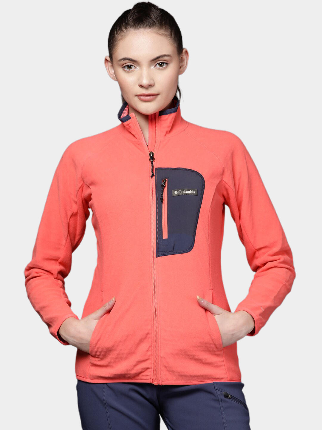 Columbia Women Pink W Outdoor Tracks Full Zip Fleece Jacket