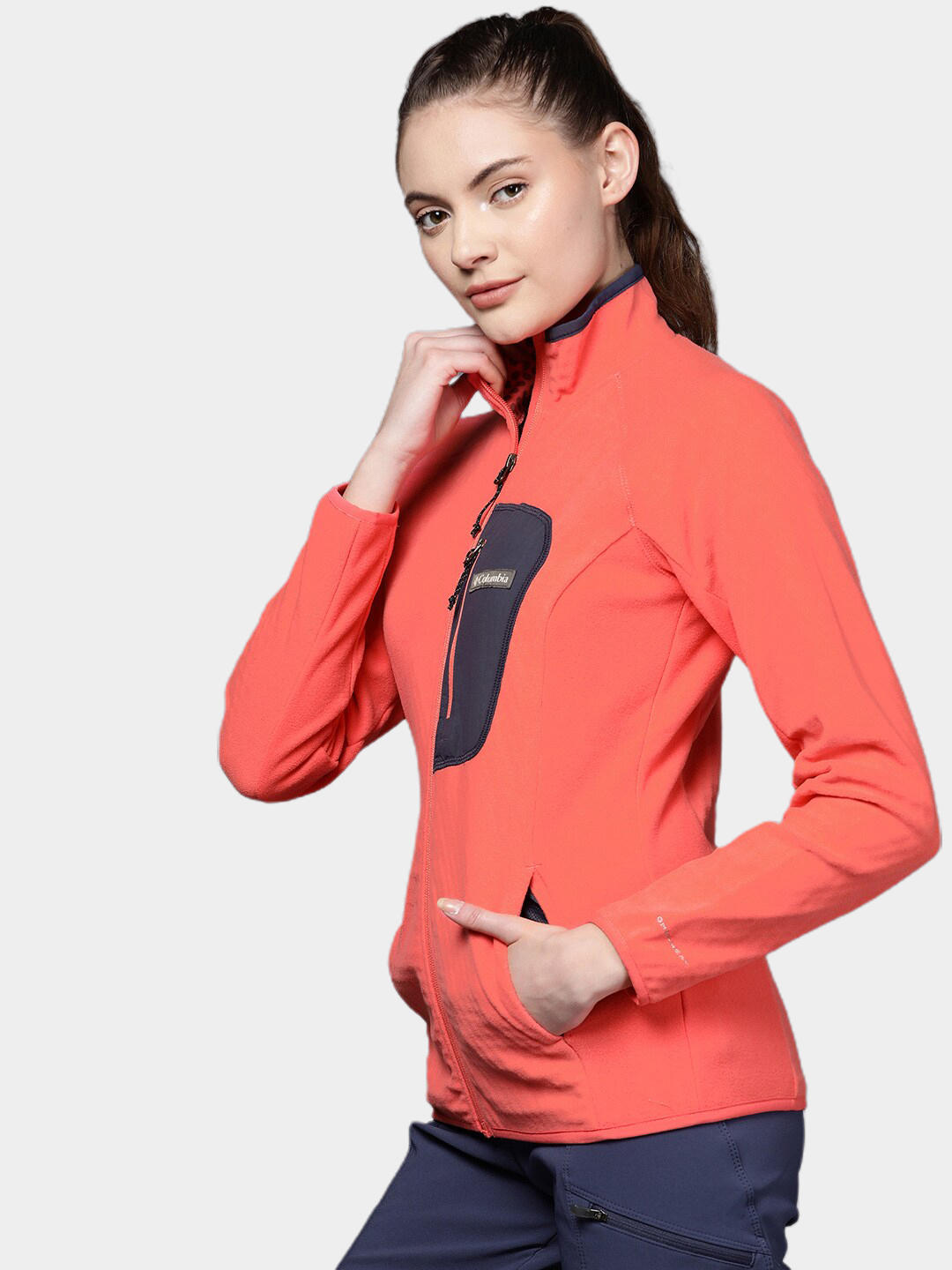 Columbia Women Pink W Outdoor Tracks Full Zip Fleece Jacket