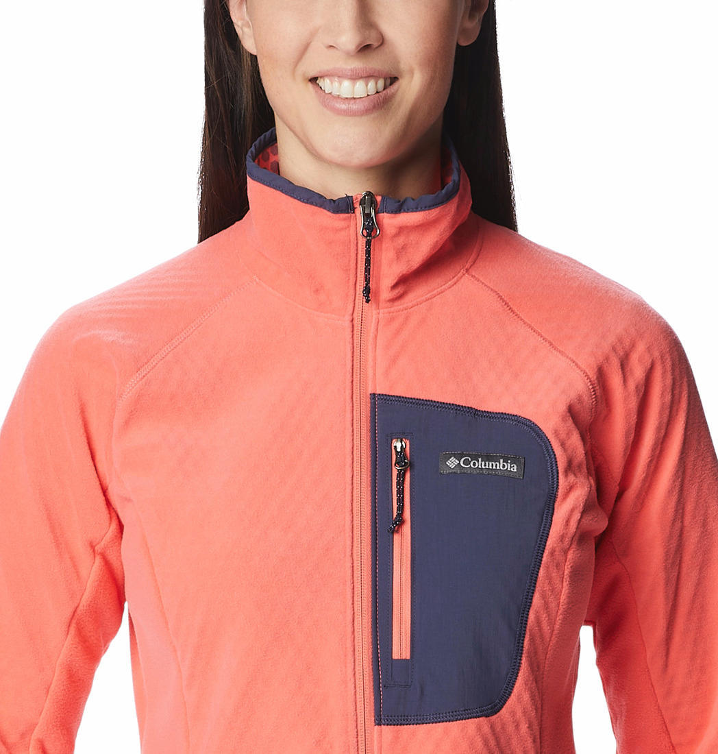 Columbia Women Pink W Outdoor Tracks Full Zip Fleece Jacket