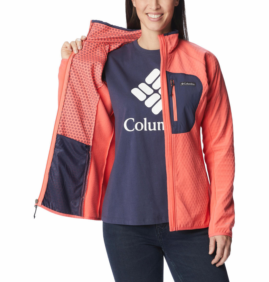 Columbia Women Pink W Outdoor Tracks Full Zip Fleece Jacket