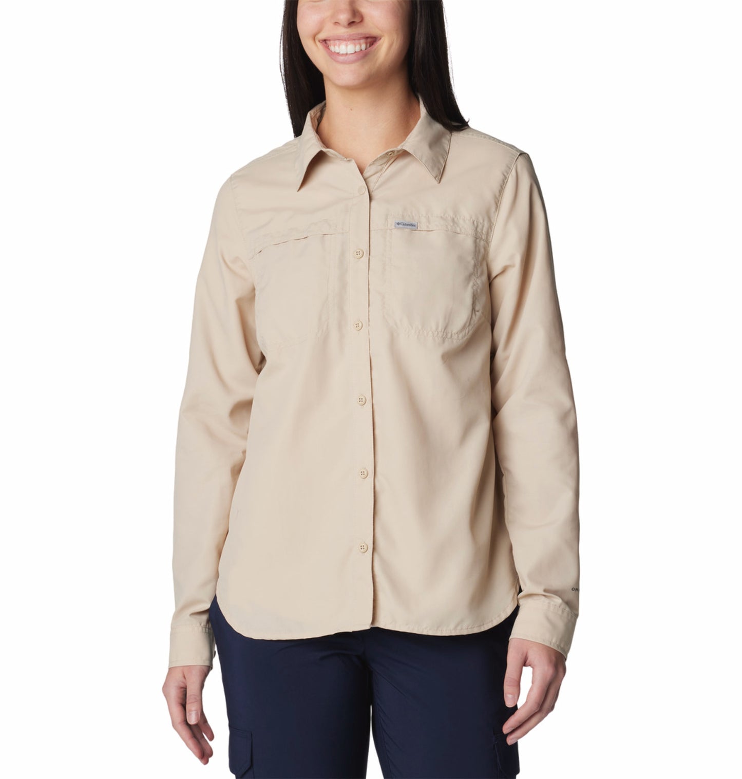Columbia Women Beige Omni-Shade Silver Ridge 3.0 Long Sleeve Sun Shirt