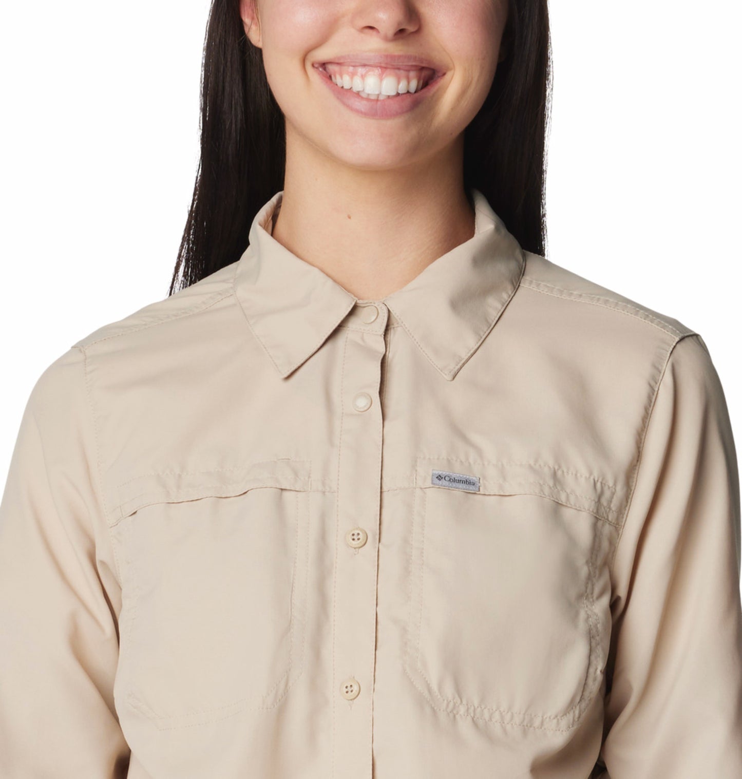 Columbia Women Beige Omni-Shade Silver Ridge 3.0 Long Sleeve Sun Shirt