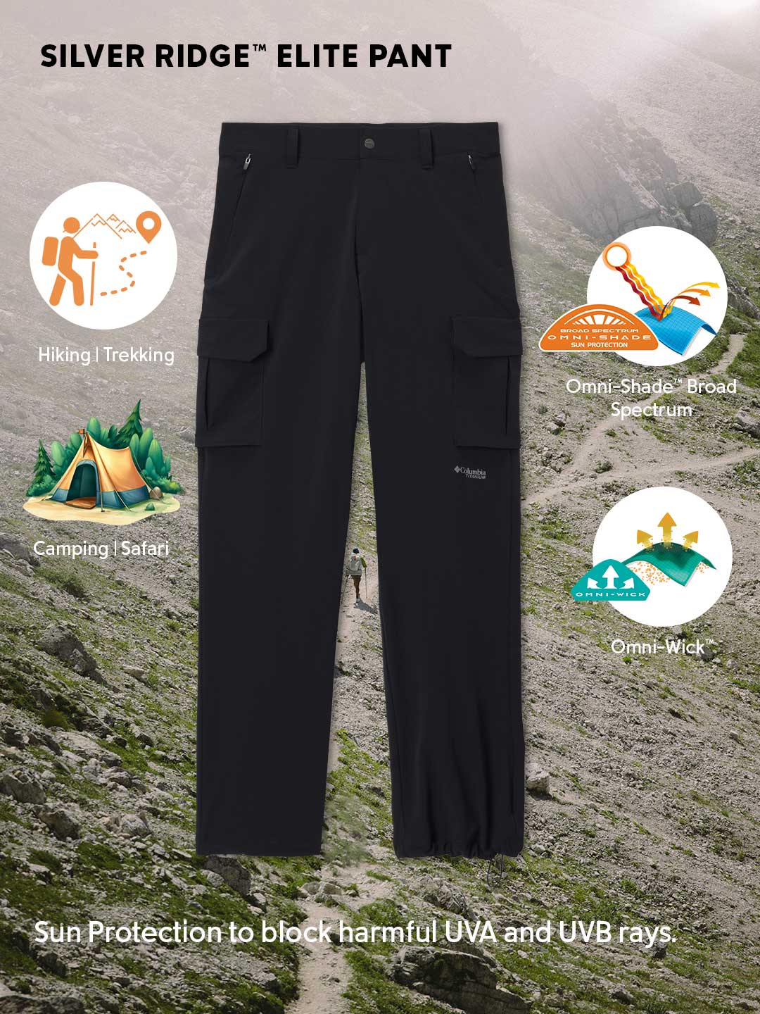 Columbia Women’s Black Omni-Shade Silver Ridge Elite Hiking Pant