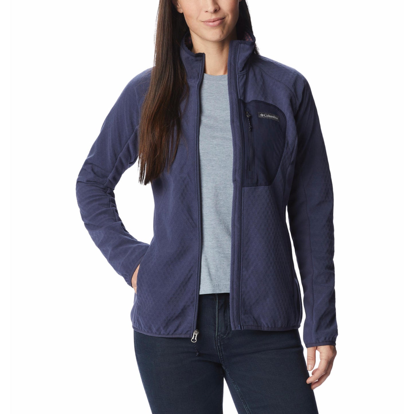 Columbia Women Navy Blue Omni-Heat Helix Outdoor Tracks II Fleece Jacket