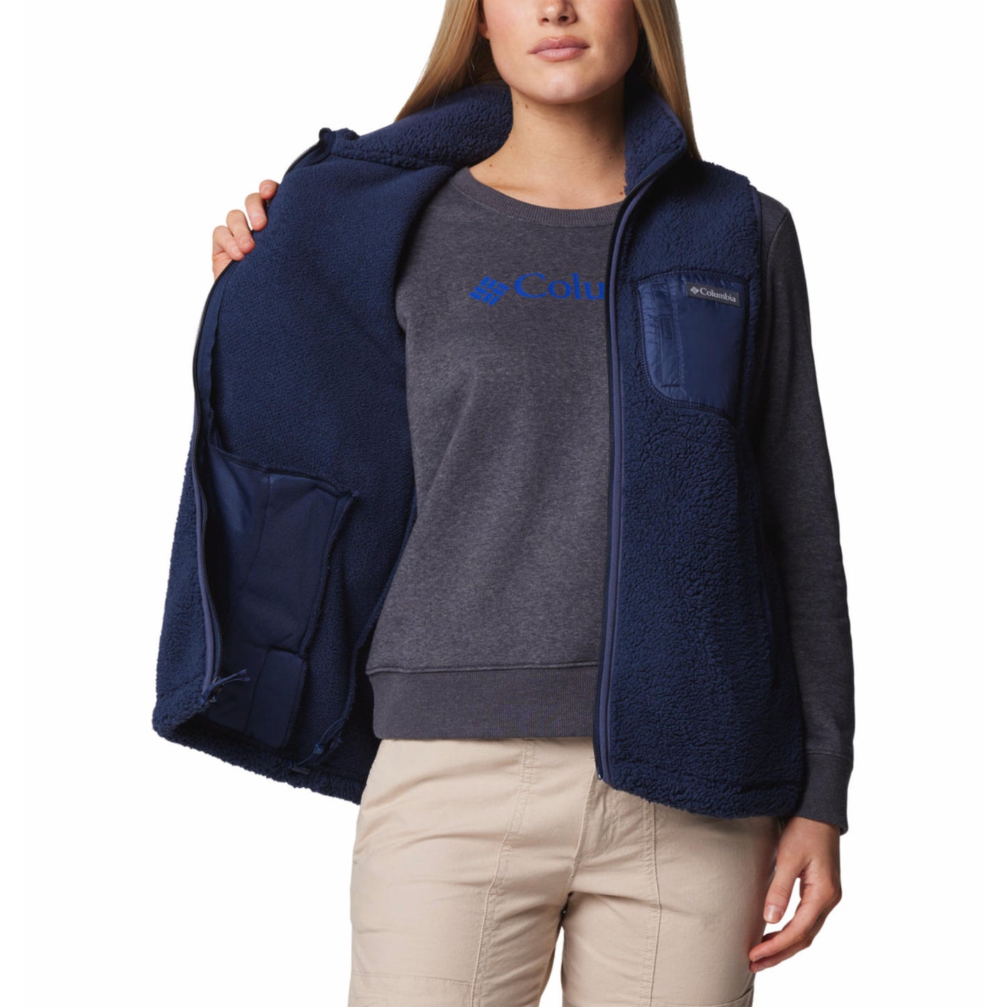 Columbia Women Navy Blue West Bend II Fleece Vest