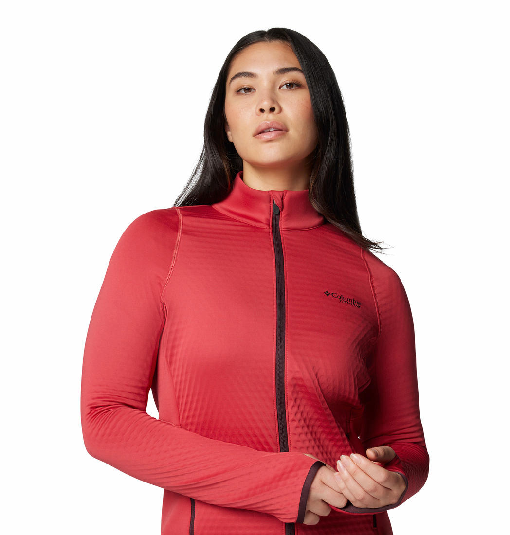 Columbia Womens Red Crystal Leaf Omni-Heat Helix FZ Jacket