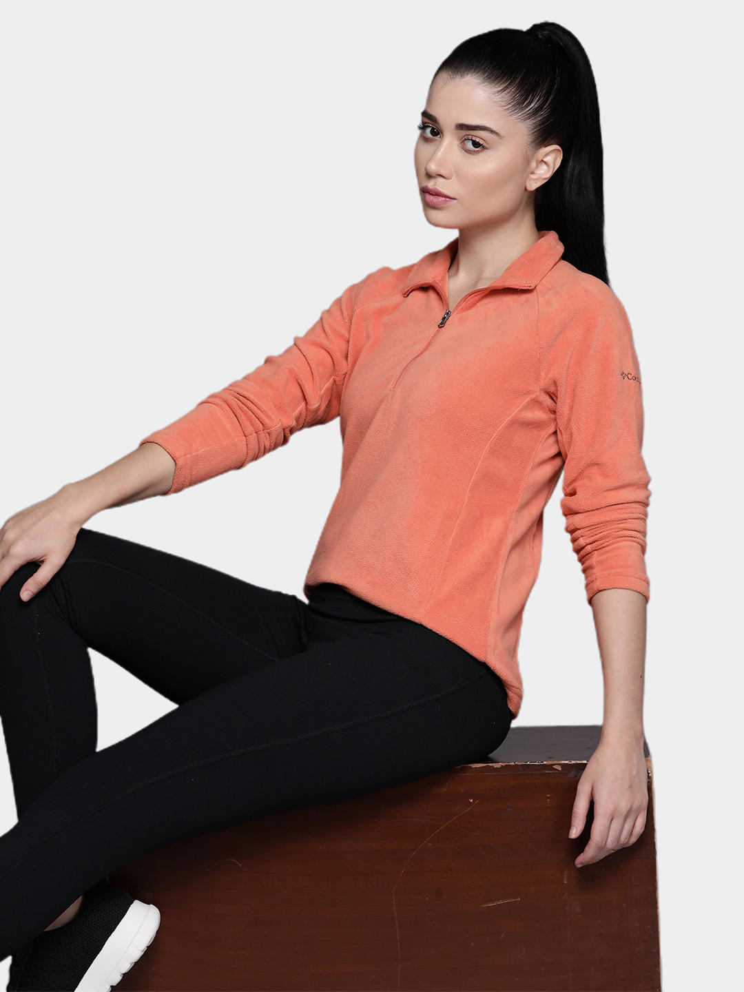 Columbia Women Orange Glacial IV 1/2 Zip Fleece Jacket