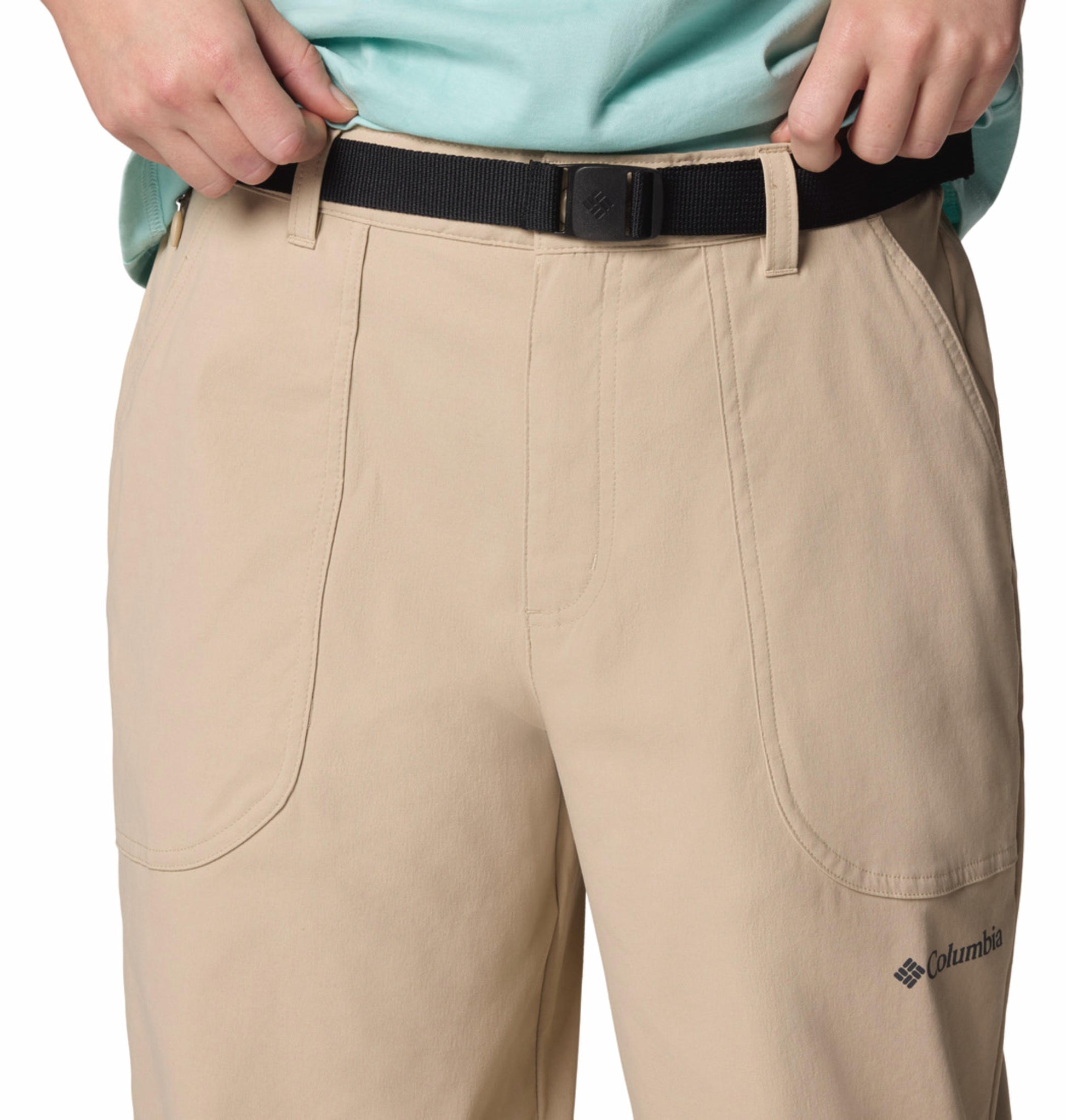 A Women Wearing Columbia Women Brown Brea Falls Nylon Pant (Sun Protection)