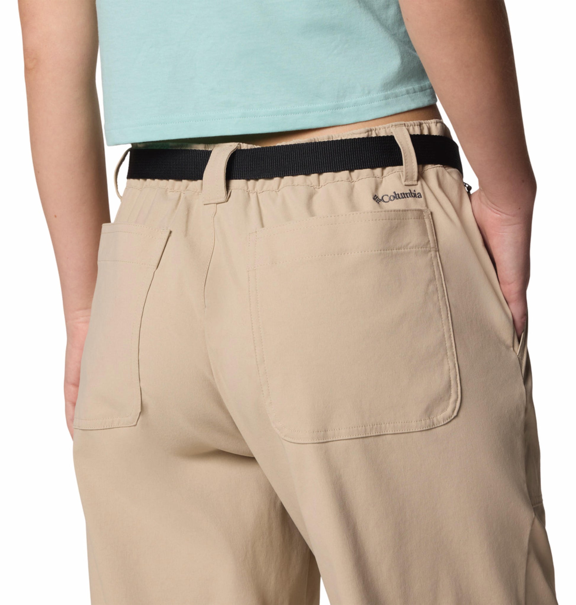 A Women Wearing Columbia Women Brown Brea Falls Nylon Pant (Sun Protection)