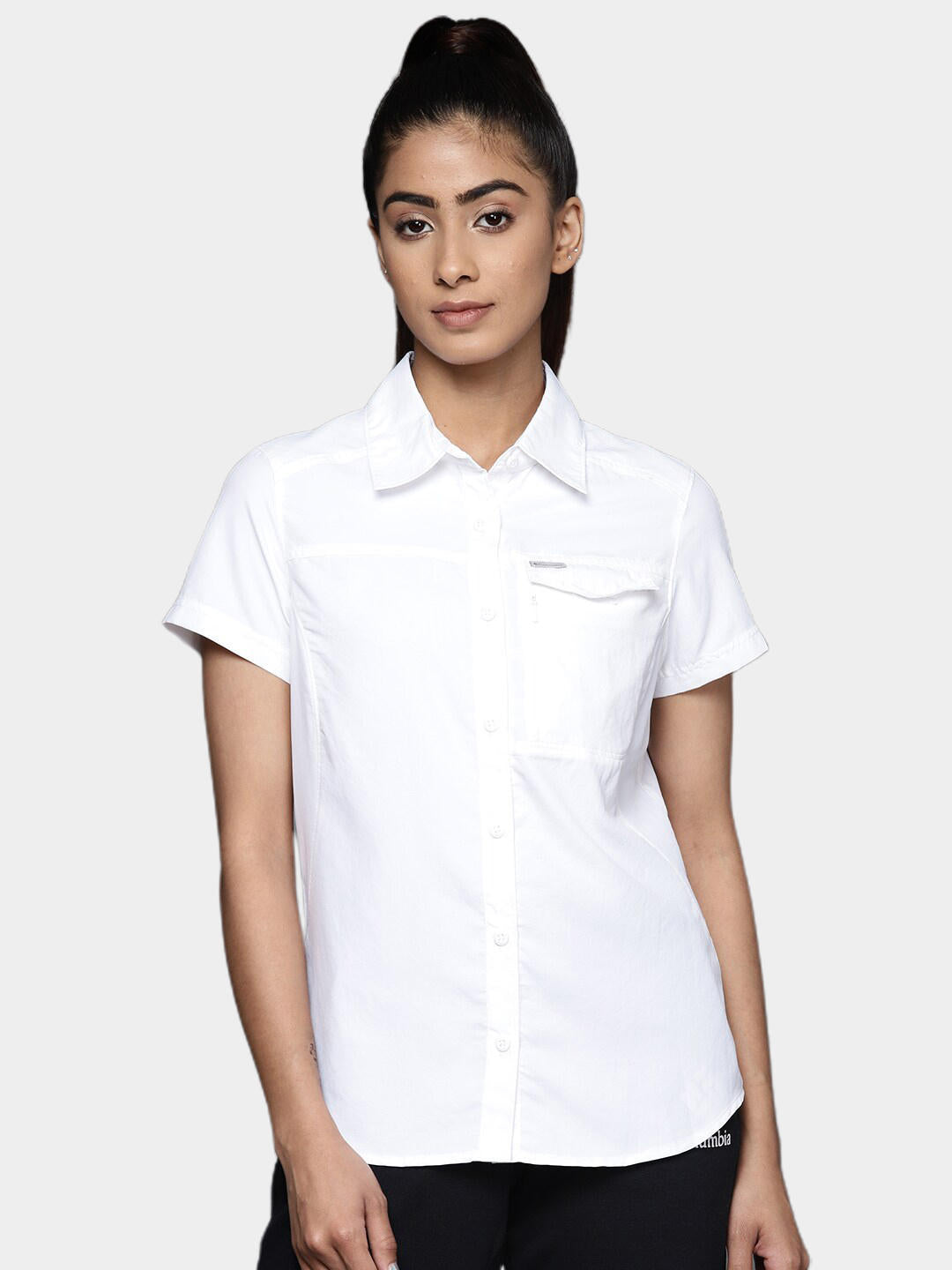 Columbia Women White Silver Ridge 2.0 Short Sleeve (Sun Protection)