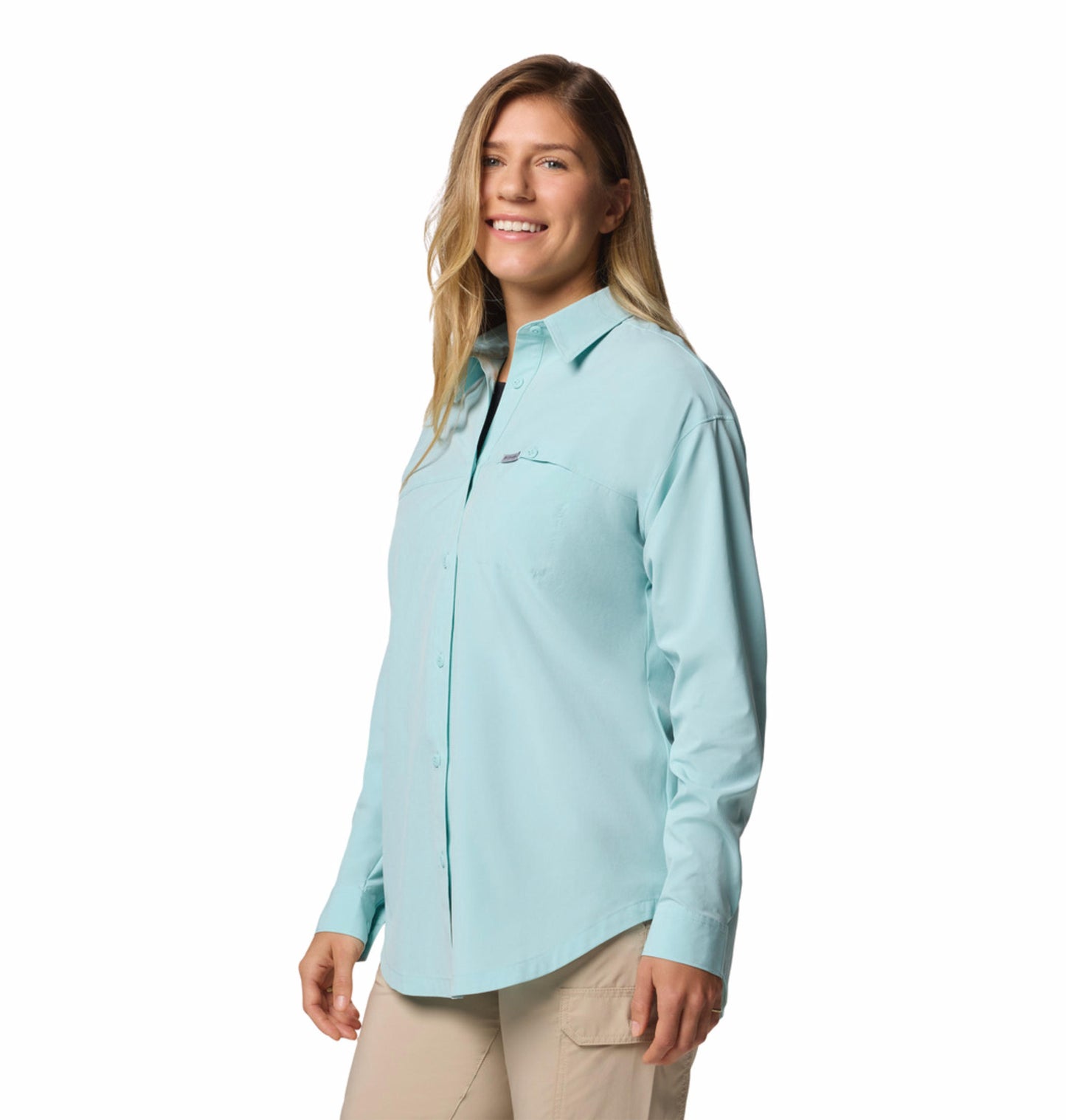 Columbia Womens Blue Omni-Shield Boundless Trek Layering Long Sleeve II Shirt