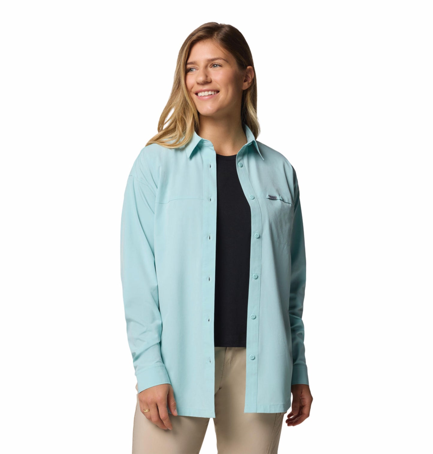 Columbia Womens Blue Omni-Shield Boundless Trek Layering Long Sleeve II Shirt