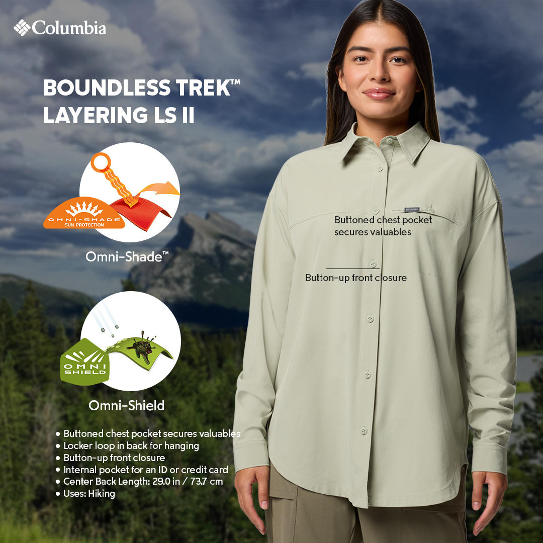 Columbia Womens Green Omni-Shield Boundless Trek Layering Long Sleeve II Shirt