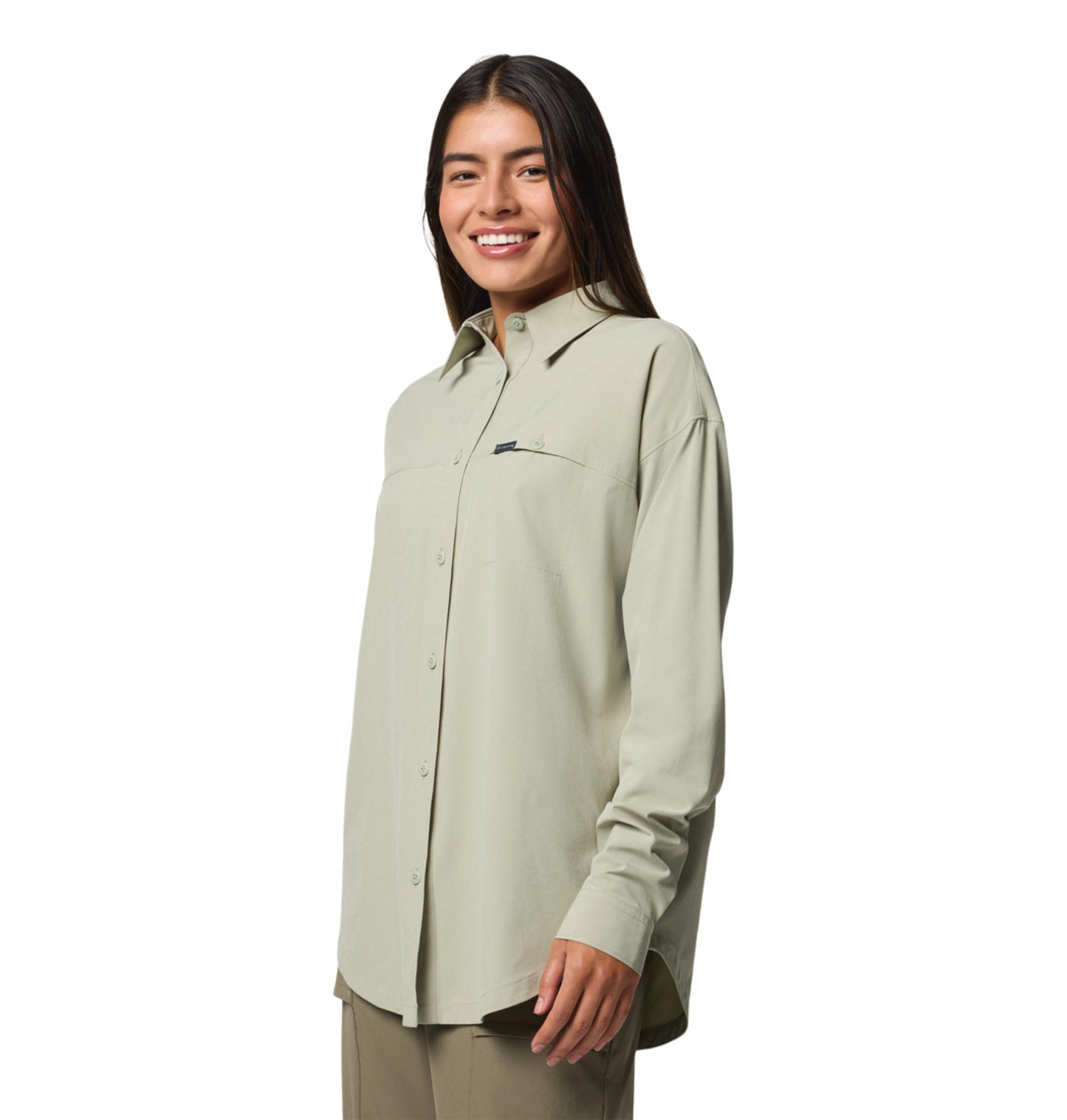 Columbia Womens Green Omni-Shield Boundless Trek Layering Long Sleeve II Shirt