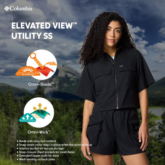 Columbia Womens Black Omni-Wick Elevated View Utility Short Sleeve Shirt