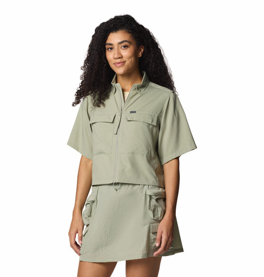 Columbia Womens Green Omni-Wick Elevated View Utility Short Sleeve Shirt